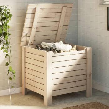 Caja de almacenaje con tapa rana madera maciza pino 60x49x54 cm Marrón