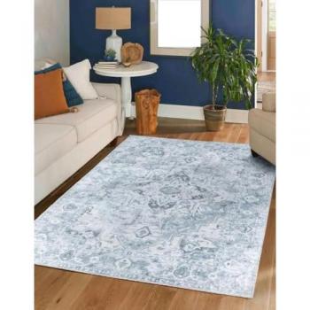 Alfombra Vintage Lavable en Lavadora Marfil y Marrón 160x213 cm