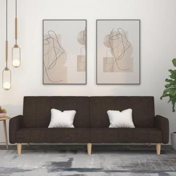 Sofá cama de 2 plazas tapizado en tela marrón oscuro, medidas sofá: 220 x 84.5 x 69 cm, medidas cama: 220 x 100 cm