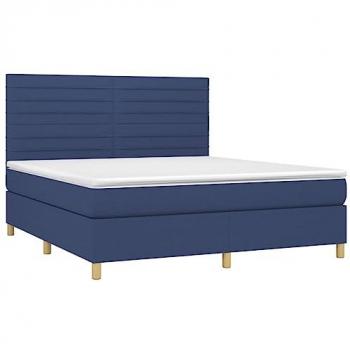 Cama box spring colchón y luces LED tela azul 180x200 cm Azul