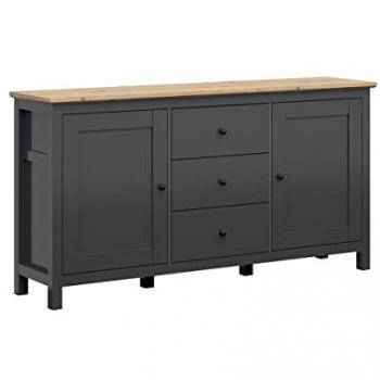 Aparador Buffet 2 puertas 3 cajones estratificado gris antracita y beige