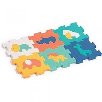 Losas Baby 6 Animales Ludi - Baldosas de espuma multicolor, alfombra educativa pequeña, puzzle 2D y 3D, diseño animal, incluye 6 losas de espuma y 10 elementos empotrables, recomendado