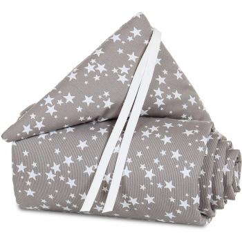 Protector para cuna co-sleeping Babybay Original Taupe con estrellas blancas 144x25 cm