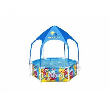 Piscina Hinchable Autoportante Infantil con Cúpula Parasol y Diseño Animal