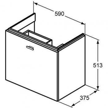 Mueble de baño Connect Space con repisa izquierda 590 x 375 x 513 mm alto brillo gris medio decoración Ideal Standard