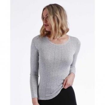 Camiseta de Manga Larga Canalé para Mujer Admas en Gris