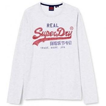 Superdry VL Premium Goods LS Camisa Manga Larga, Blanco