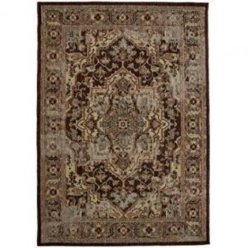 Alfombra Marrakech Vintage 133 x 190 cm Marrón con Motivos Orientales de Polipropileno Heat Set