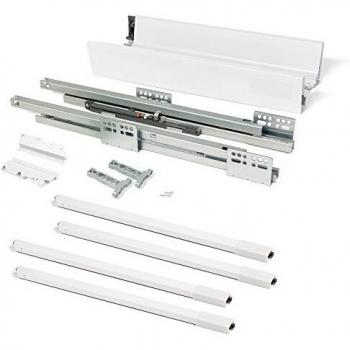 EMUCA - Kit de cajón para Cocina o baño con guias de extracción Total y Cierre Suave, Altura 204mm y Profundidad 350mm, Blanco