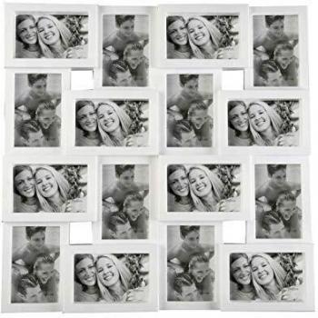 Versa 10830028 Portafotos con 16 ventanas Blanco 23x62x60 cm