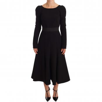 Dolce & Gabbana Black Wool Stretch Sheath Open Back Dress - IT38|XS, Midi Dresses, female, Black, Size: 2XS