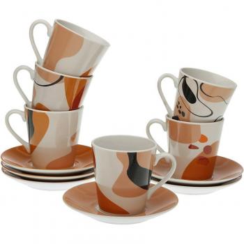 Set de 6 tazas con plato de porcelana Katrien