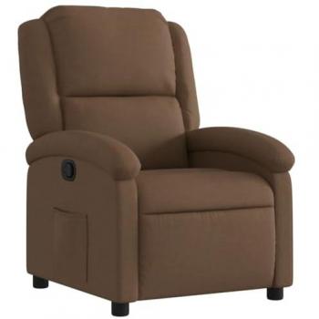 Sillón Reclinable de Tela Marrón con Respaldo y Reposabrazos, Ideal para Descanso en Salón o Televisión