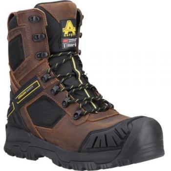 Amblers Safety Detonate Waterproof Leather Safety Boots for Men - Brown, Size UK 8