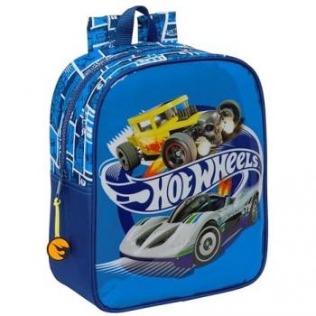 Mochila Guardería Adaptable Carro Hot Wheels Sonny, 22x27x10 cm, color azul marino, cómoda y versátil, ideal para guardería, calidad y resistencia