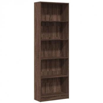 Estantería de madera de ingeniería marrón roble 60x24x176 cm