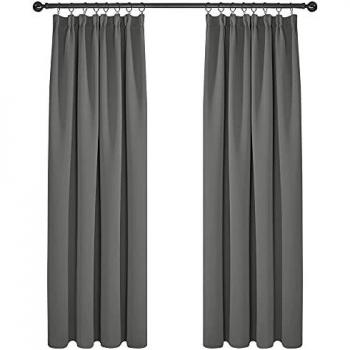 Deconovo Cortinas Opacas de Dormitorio Moderno Suave para Ventanas de Habitación Juvenil con Doradillas 2 Piezas 140x210cm Gris Claro