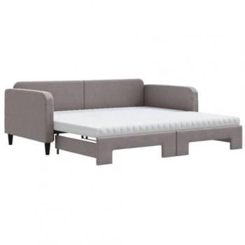 Sofá cama nido con colchón tela gris taupe 100x200 cm