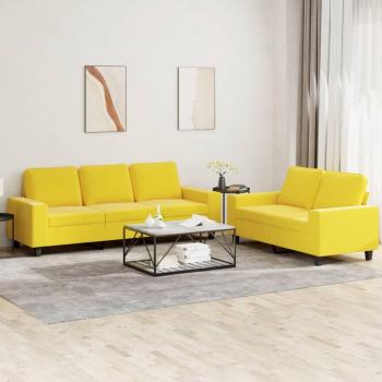 Juego de sofás 2 piezas de tela amarilla claro vidaXL