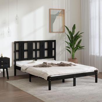 Estructura de cama de madera maciza de pino gris redonda negra 120x200 cm