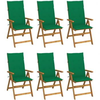 Folding Garden Chairs Set of 6 with Cushions Solid Acacia Wood