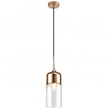 Lámpara colgante de techo Mia Cobre 1 bombilla 47cm E27 Bronce Vidrio transparente