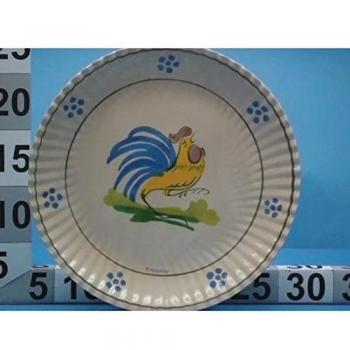 Accesorios para fiestas de cumpleaños diam platos de papel 24 cm, diseño de gallo, color blanco, 150MBit/s, 10 unidades