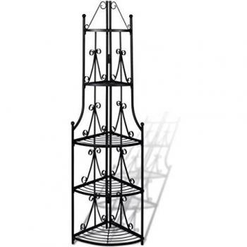 vidaXL Plant Rack Flower Shelf Garden Pot Storage Shelving Black Corner Shop Display