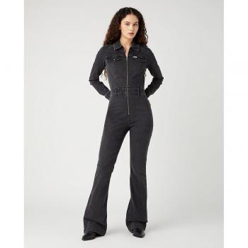 Mono Largo Retro Negro de Wrangler - Elegante mono de mujer con mangas largas acampanadas