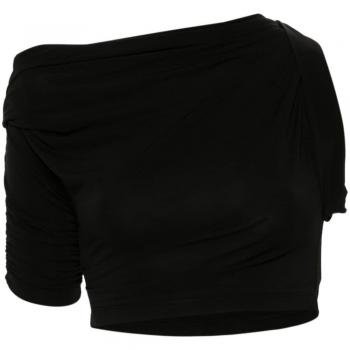 Jacquemus Women's Black Boat Neck Draped Sleeve Top - Size XS