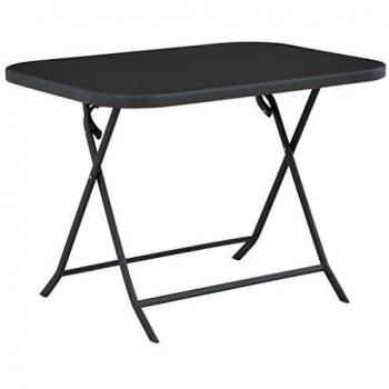 vidaXL Mesa Plegable Exterior 100x75x72 Cristal Acero Mesilla Mueble Auxiliar