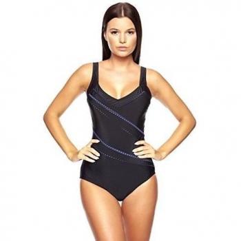 Optimizador de figura de mujer Push Up Tankini vestido traje de bano pulpo 1099-f3930, niña mujer, No.1264 Black / Blue, 24