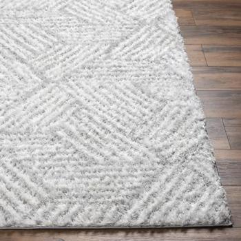 Alfombra Shaggy Moderna EUPEN Blanco y Gris 160 x 213 cm, Pelo Largo 31 mm