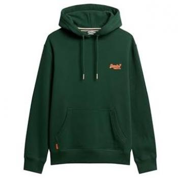 Superdry Essential Logo Hoodie in Enamel Green, Sustainable Cotton, Size S