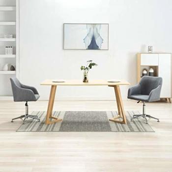 Light Grey Fabric Swivel Dining Chairs - Set of 2