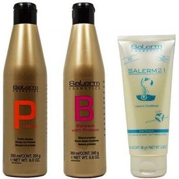 Salerm Protein Shampoo & Balsam Conditioner 250Ml & 21 Silk Protein Leave-In Conditioner 100Ml Set By Salerm