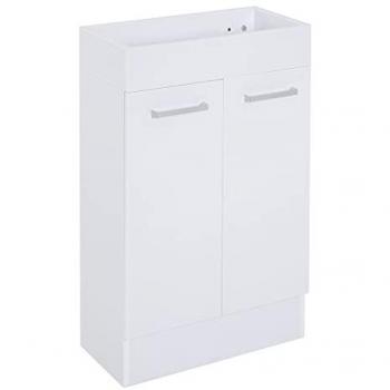 Kleankin Mueble de Baño con Lavabo Cerámico Armario de Baño Bajo Lavabo con 2 Puertas Estilo Moderno Carga 50 kg 50x86x25 cm Blanco
