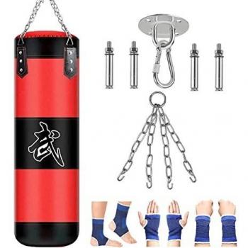 KEEPAA Saco de Boxeo,Saco de Boxeo Pesado con Cadena de Acero - Bolsa De Entrenamiento Vacío De Boxeo Karate Bolsa De Arena