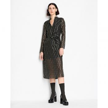 Vestido largo de chiffon con detalles metalizados - Armani Exchange 6RYA40