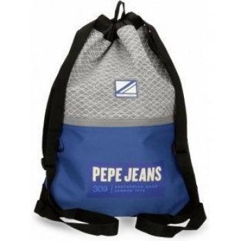 Mochila Saco Pepe Jeans Leslie Azul para Niños con Bolsillo Frontal