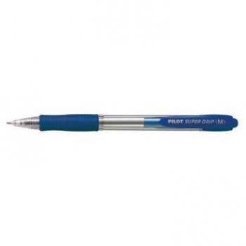 Pilot Super Grip Bolígrafo Retráctil Punta de 1 mm Sujeción de Caucho Tinta a Base de Aceite Color Azul Pack de 12