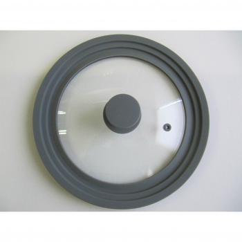 Tapa Sarten Universal – Multifunción, Sartenes, Ollas, Cacerolas - Diámetros de 22, 24 y 26 cm – Tapa de Cristal y Borde de Silicona, Apta Microondas – Perforada – Antisalpicaduras