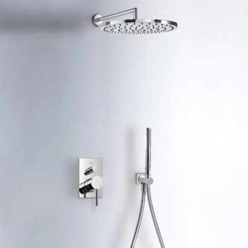 Tres Griferia - Kit De Ducha Monomando Empotrado Max Con Cierre Y Regulación De Caudal. · Cuerpo Empotrado Incluido · Ducha Fija Ø 300 Mm. Con Rótula.