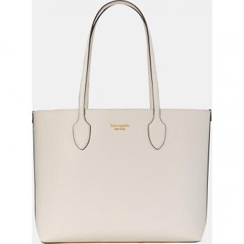 Kate Spade Bleecker Large Leather Tote Bag in White and Beige