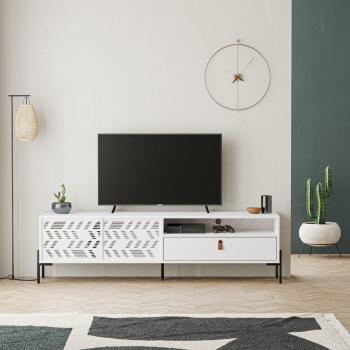 Mueble de TV Moderno Dionysos 170 cm con Almacenamiento y Puertas Corredizas - Blanco