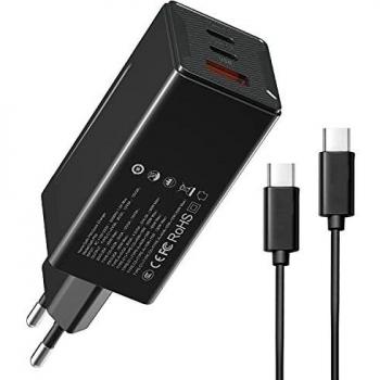 Magcubic Cargador USB C 65W Cargador USB Tipo C Carga Rapida 3 Puertos con USB-C Cable de 1,5m Soporta PD3.0 y QC4.0/3.0, para iPhone 12, SE, MacBook, Airpods Pro, Pixel, Galaxy S10