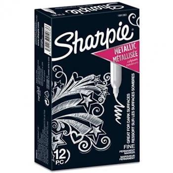 Marcador permanente metálico Sharpie punta fina, color plata
