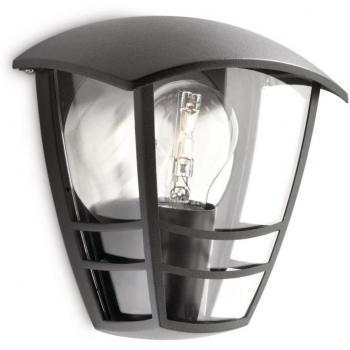 Philips Lighting - Aplique Exterior Empotrado, Casquillo E27, Resistente a la Intemperie, Modelo Creek, Negro, 19.5 cm