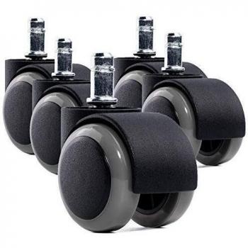 WINTEX - Ruedas para Sillas de Oficina de 11 mm - 5 Ruedas de Repuesto de 49 mm de Diámetro - Ruedas Gris para Sillas Giratorias - para Suelos Duros