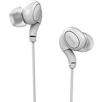 ACCETEL Auriculares Sport con Cable Jack 3.5 mm con Sonido estéreo, micrófono y Control de Volumen - Blancos